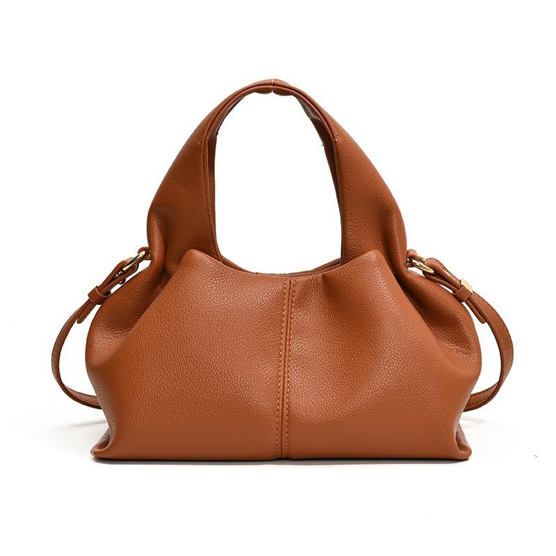 

Women s Bag 2026 New Soft Leather Cloud Fashionable Simple Shoulder Textured Large-capacity Commuter Handbag коричневий