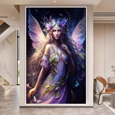 5d Diamond Painting DIY Circular Diamond Recognition Beginner Painting Cartoon Characters Butterfly Wings Fairy Embroidery Mosaic Art Home Decoration