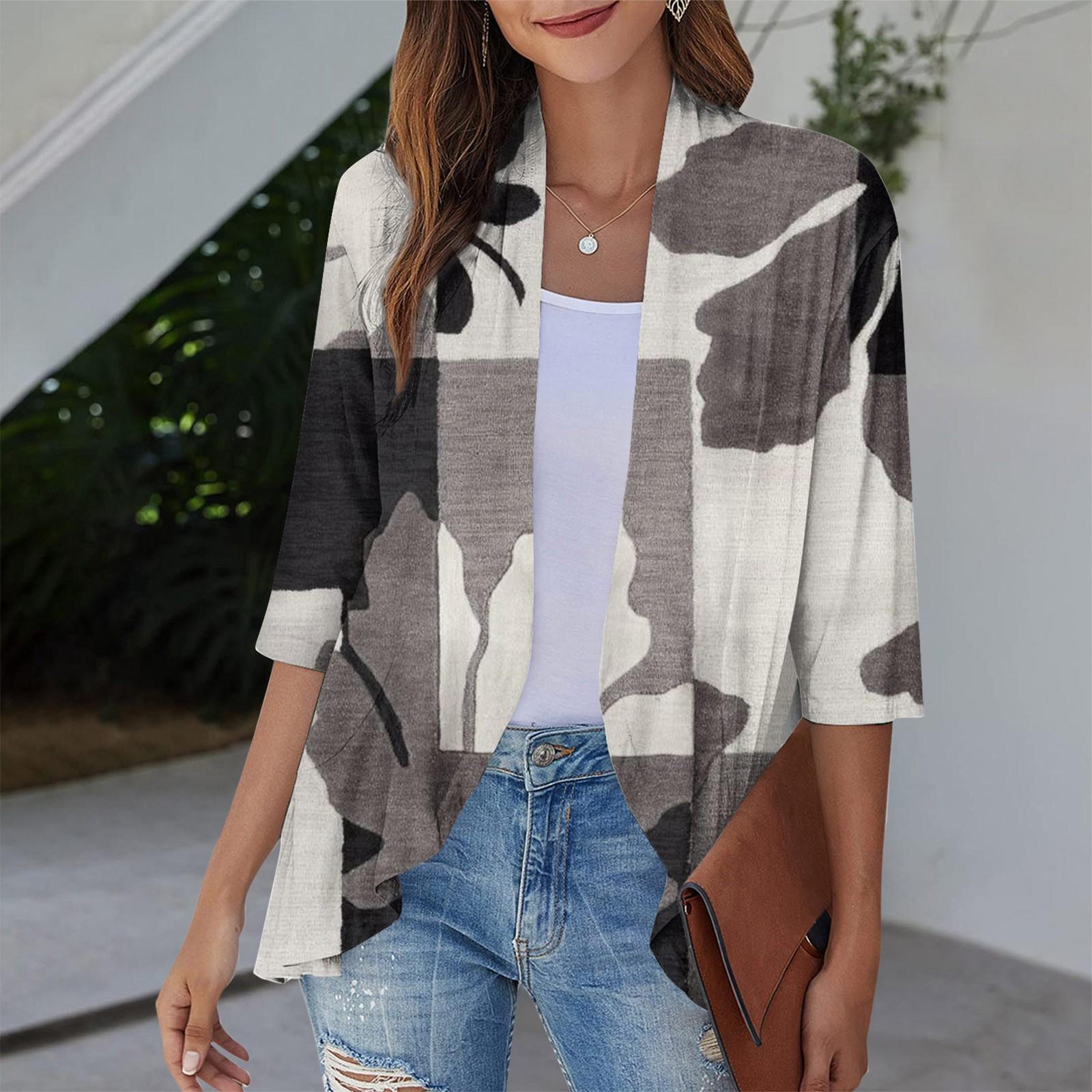 

Женский кардиган, свободная повседневная кружевная рубашка с короткими рукавами и принтом, верхнее пальто XXXL