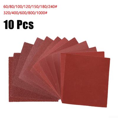 Carta abrasiva da 110 x 100 mm, grana 60-1000, accessori, set rossi