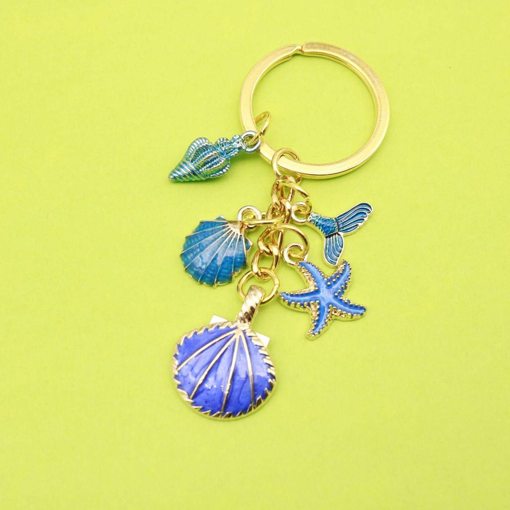 New Ocean Series Starfish Shell Alloy Enamel Keychain
