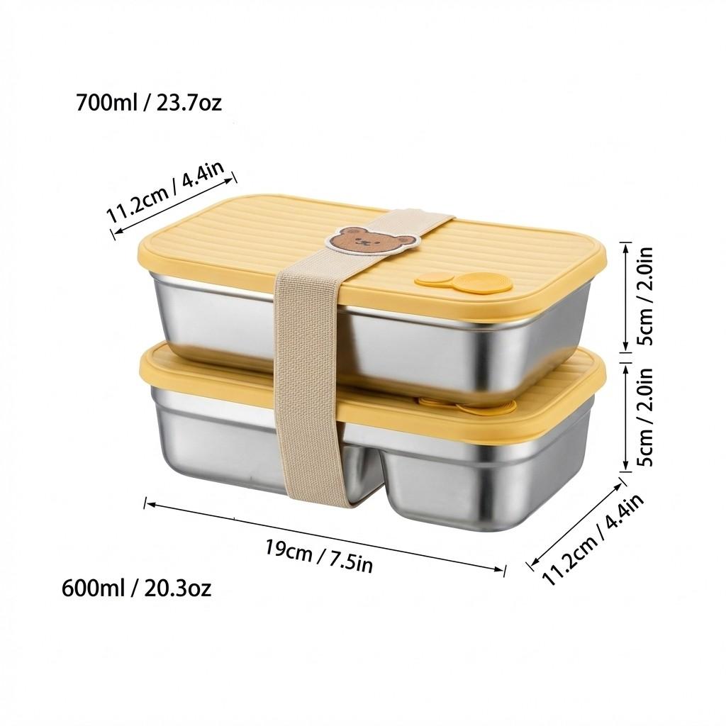 Stainless Steel Bento Box Metal Lunch Box Microwavable Food Storage Containers Stackable Meal Prep Leak-proof Adults Kids School