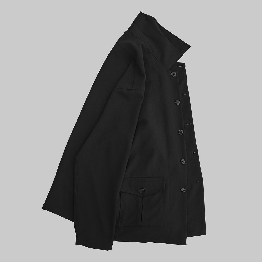 Tela Black Japanese Washed Polyester Shirt Jacket