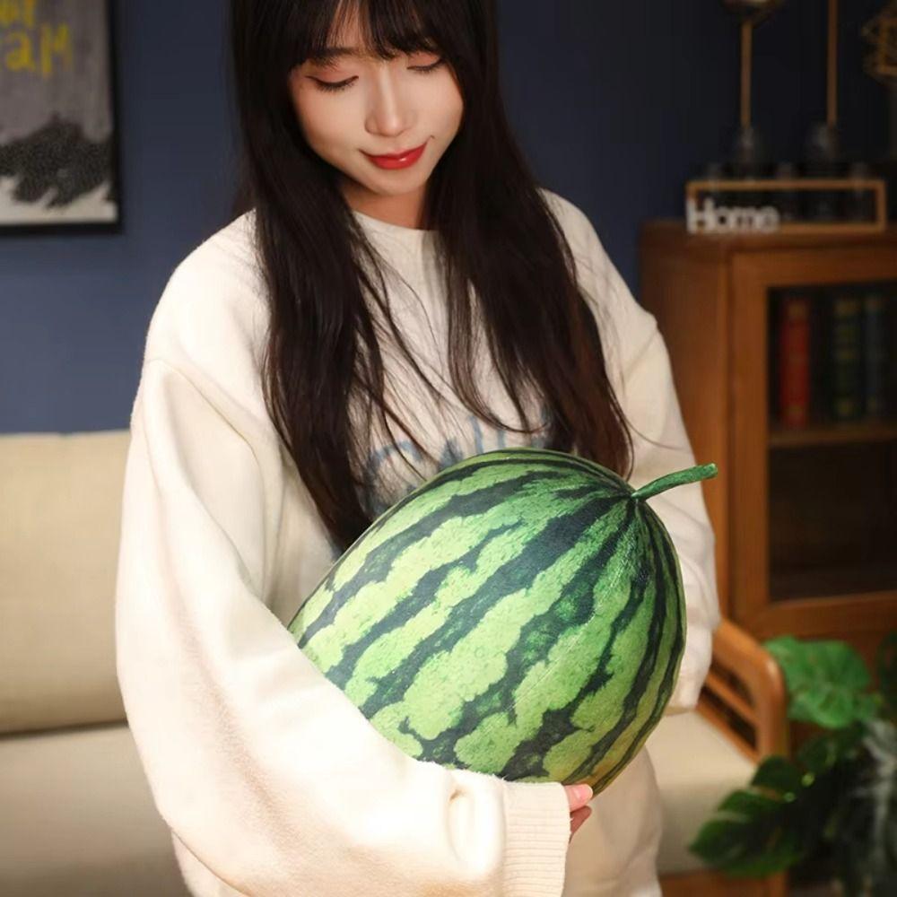 Soft Cotton Watermelon Stuffed Pillow Round Oval Shape Watermelon Pendant Doll Room Decor