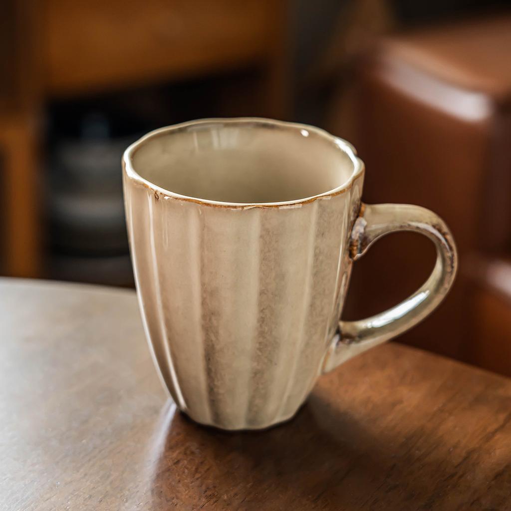 Retro Coffee Cup Kiln Change Vertical Pattern Mug Ceramic Cup Home Office Water Cup Milk Breakfast Cup