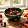 Tigela de Lavagem de Frutas Vermelhas em Cerâmica, Tigela Auto Giratória para Lavar Frutas e Vegetais, Lavadora Automática de Frutas com Dreno, Limpeza Suave de 360° para Morangos