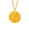 Luxury 24K 9999 Pure Gold Real Gold Women's Ancient Filigold Round Embossed Peony Pendant Necklace
