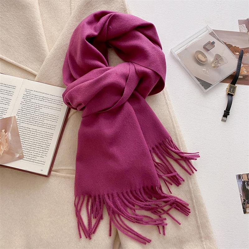 Luxury Wool Scarf For Women Fashion Warm Cashmere Scarves Korean Style Solid Knitted Shawl Wrap Pashmina Bandana Christmas Gift