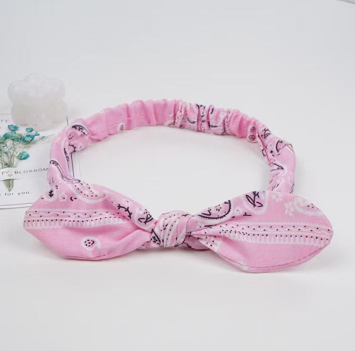 CR98 Printed Rabbit Ear Knot Cashew Cross Headband