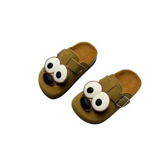 Retro Cartoon Kids' Non-Slip Closed-Toe Birkenstock Slippers with Thick Sole
