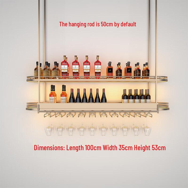 

Aokewen Golden Metal Hanging Wine Rack with Glass Holder