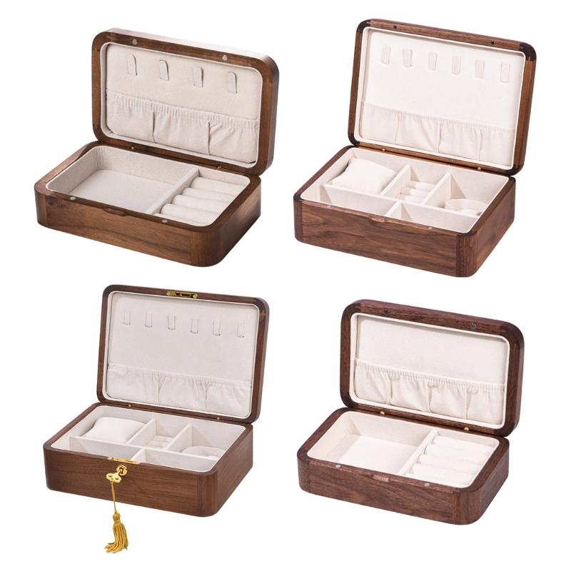 Elegant Multilayer Jewelry Storage Case Crafted from Sturdy Wood Organizers with Elegant Color Decoration for Home Use