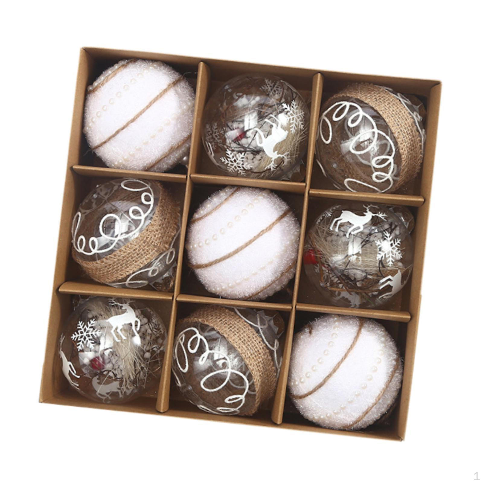 

9 шт. Рождественские шары, украшения, подвесное украшение на елку, 8 см, праздник с петлей Style D