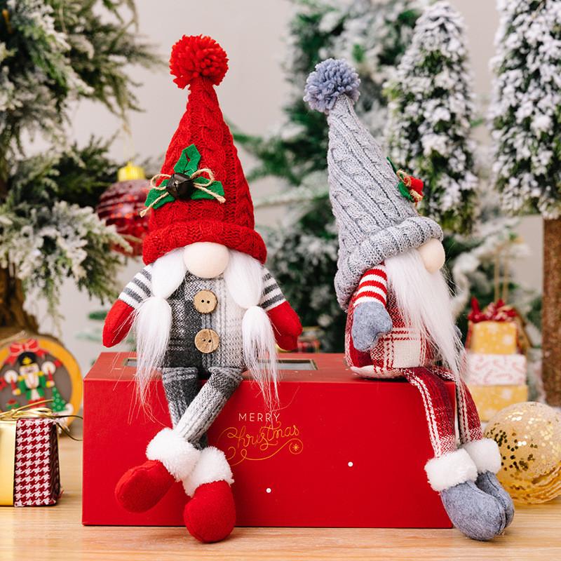Adorable Nordic Style Christmas Decoration Rudolf Faceless Doll With Knit Cap