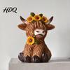 Decorative Items for Living Room Highland Cow Garden Statue Cute Resin Figurine Outdoor Indoor Unique Creative Gifts Her Table Desk Decor Gift Women