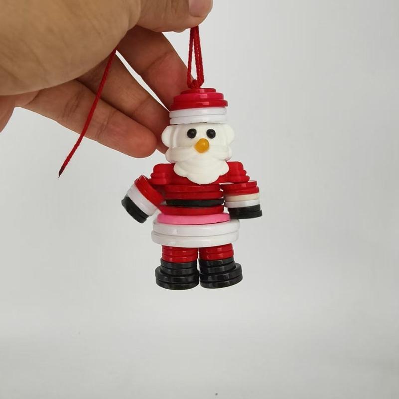 Make Your Own Button Christmas Tree Kit Xmas Crafts Ornament DIY Colorful Button Snowman Hanging Ornament Decorations Supplies
