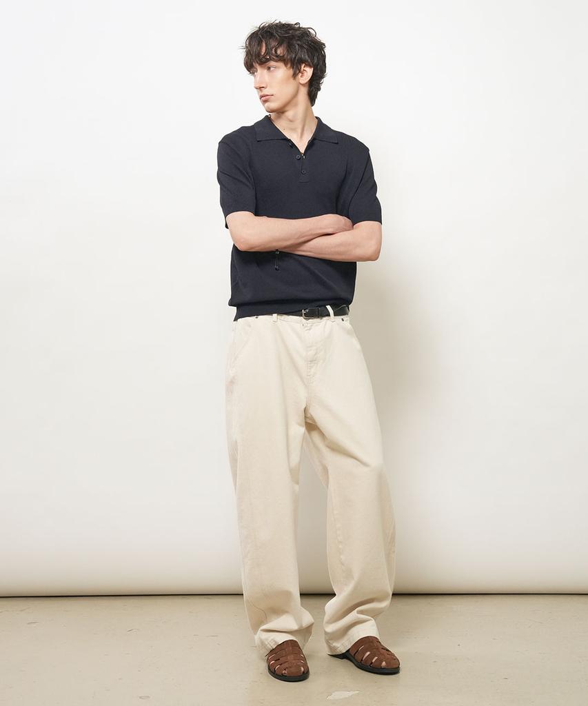 GENERALIDEA Man Temperature Cut Cool Button Collar Half Knit [Dark Navy] / Gf2Mkp013