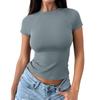 Women's Fashion Casual Slim Fit Raglan Short Sleeve Bottoming Shirt Outerwear Top