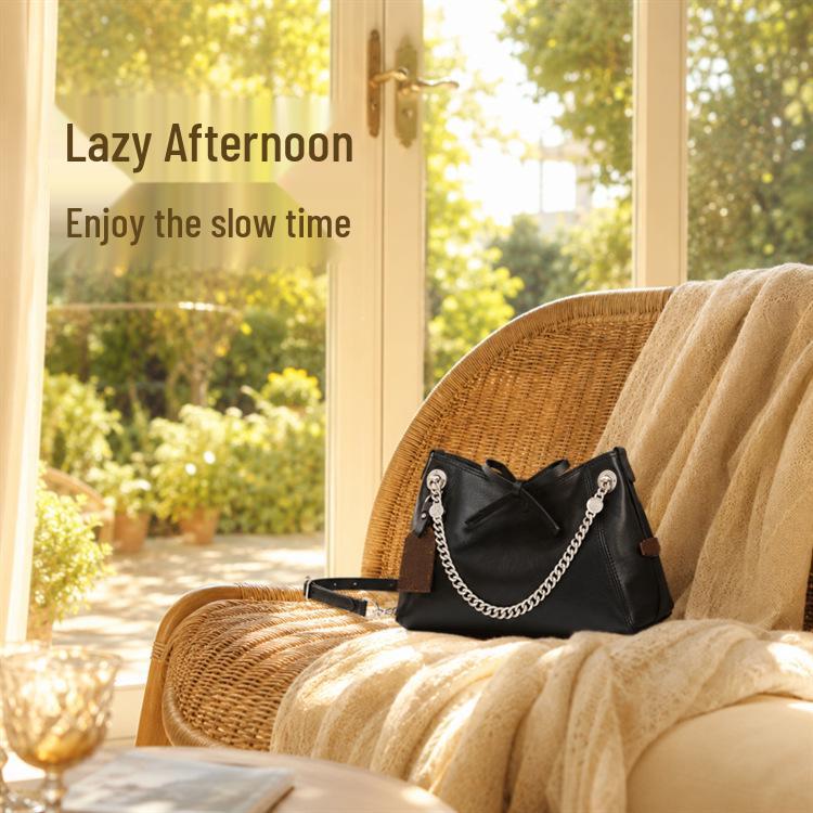 Schwarze Krieger Luxus Leder Ketten Crossbody & Umhängetasche
