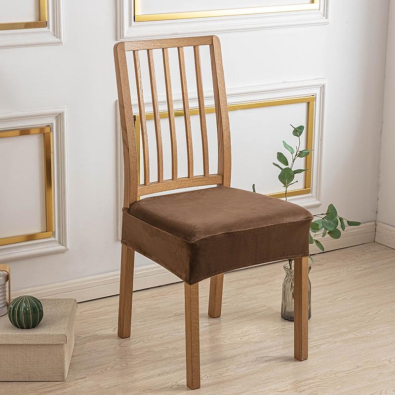 

Thickened Plush Chair Cover Solid Color One-Piece Elastic Open Seat Cushion Cover Hotel Restaurant Chair Cover One size темно-коричневого кольору