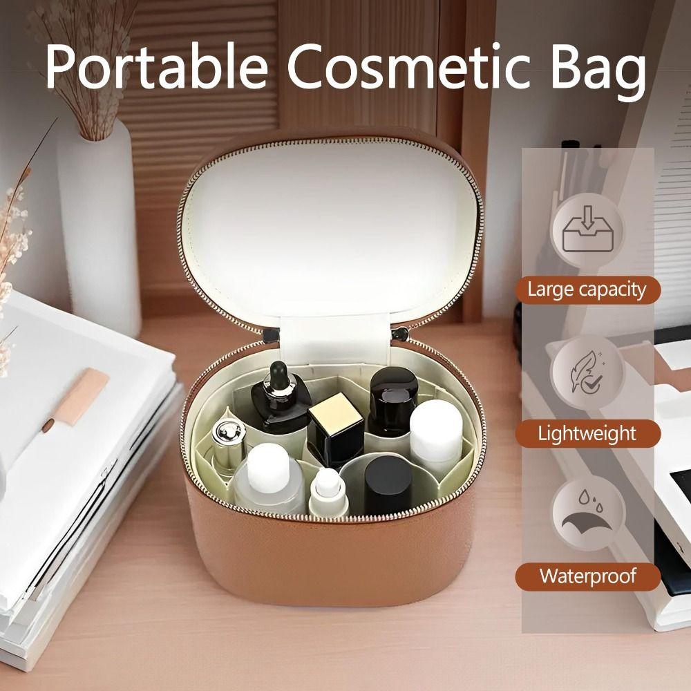 Large Capacity Cosmetic Box Internal Storage Box PU Leather Makeup Bag Zipper Closure Waterproof Travel Organizer Bag Daily Use