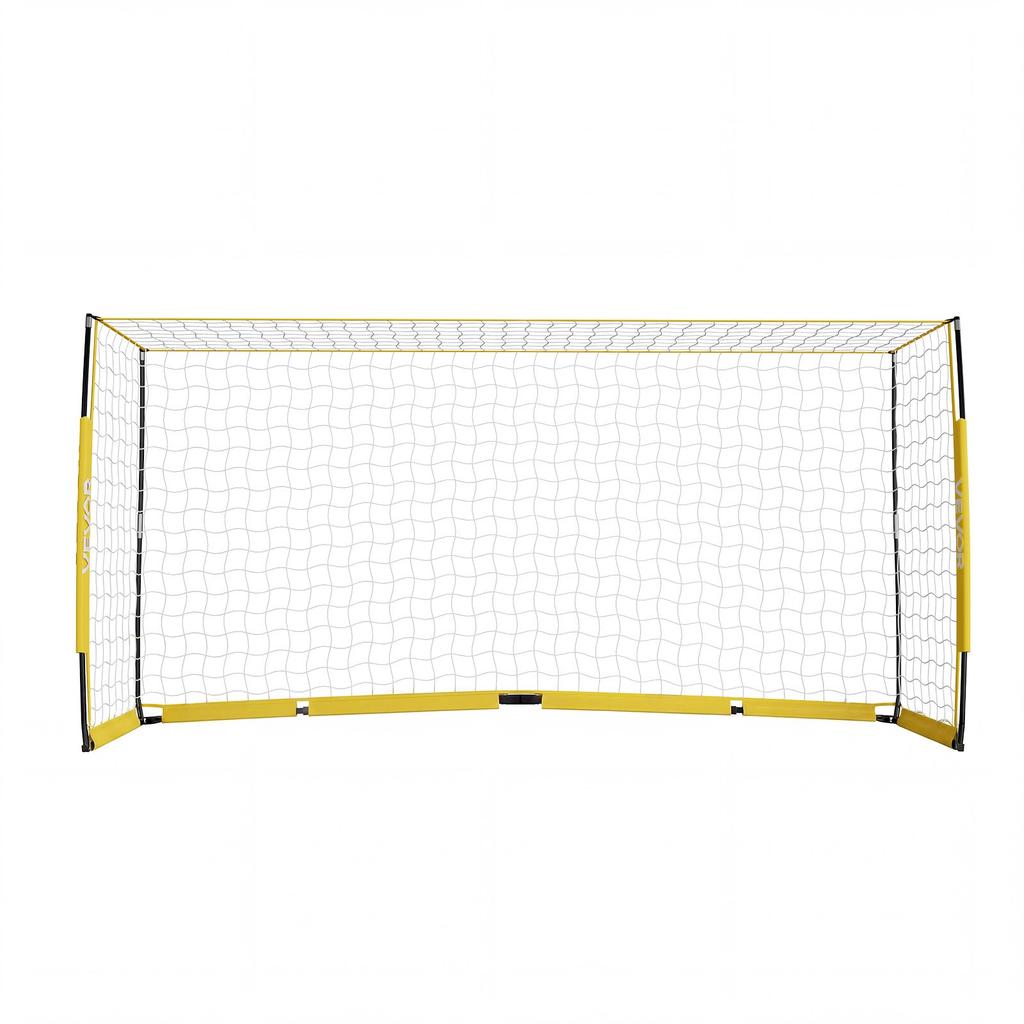 VEVOR Soccer Goal 3.6 X 1.8 M Soccer Net for Backyard Collapsible Base Yellow, Portable & Quick Setup, with Metal Base, Carry Bag, Ground Stakes
