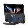 D1 For Samsung Galaxy Z Fold6 5G Case Kickstand Card Bag Leather+PC Phone Cover with Strap