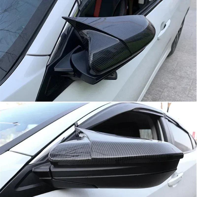 For Honda Civic 2016 2017 2018   Car Rearview Side Mirror Cover Wing Cap Exterior Door Housing Trim Adhesive Sticker
