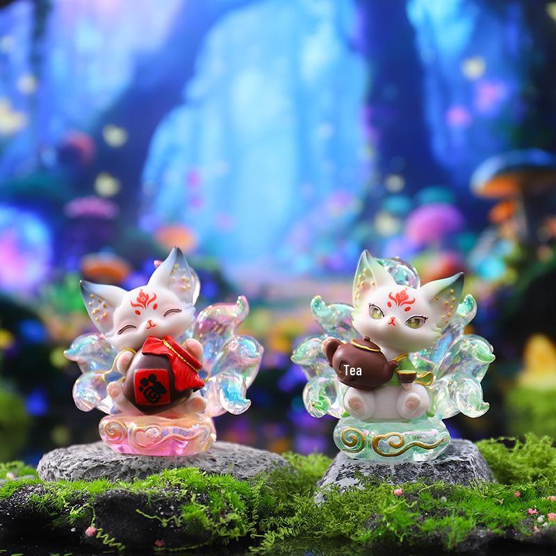 New Little Fox Spirit Luminous Ornament Doll - Ancient Style Trendy Desktop Gift