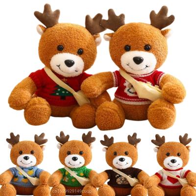 30cm Christmas Dress Elk Plush Doll Fun Creative Soft Sweater Backpack Deer Plush Toy for Boys and Girls Christmas Gift