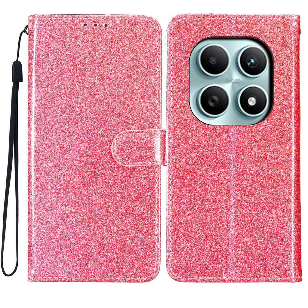 For Xiaomi Poco M8 5G/Redmi Note 15 5G (Global) Wallet Case Glitter Anti-Scratch Leather Stand Phone Cover with Strap