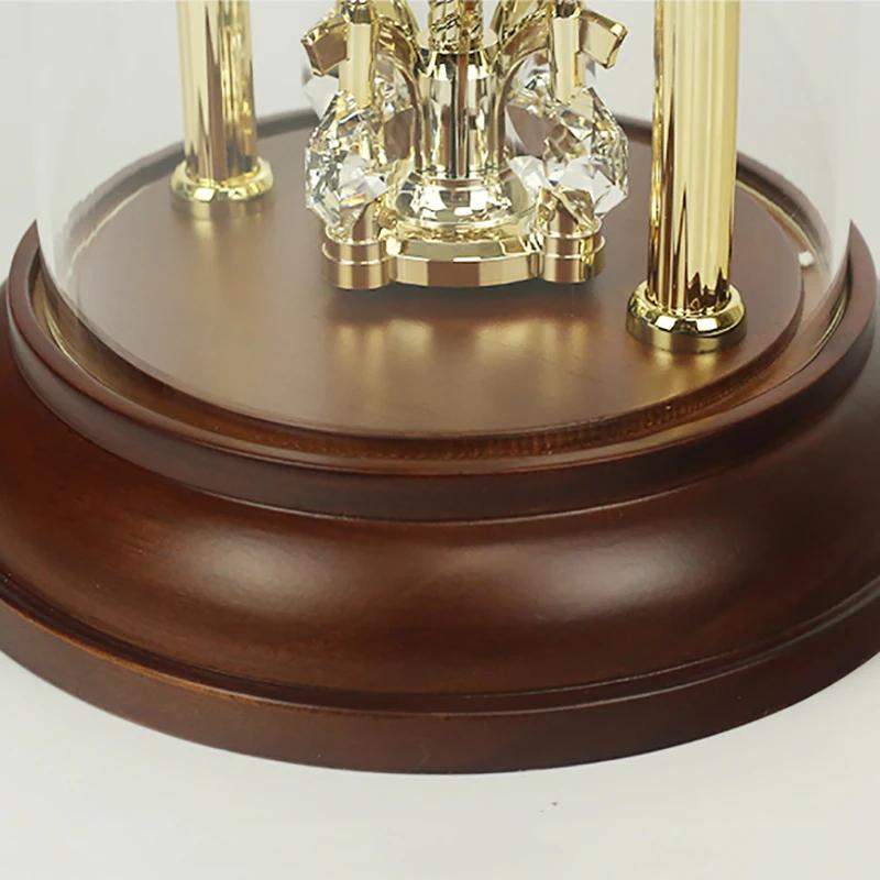Luxury Gold Table Clock Desktop Clock Office Desk Clock Watches Crystal Rotating Home Decoration Living Room Bedroom Ornaments
