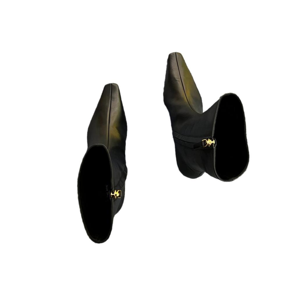 Vintage Small Square Head Thin Heel Cat Heel Side Zipper Thin Short Boots Medium Boots Women's 2025 Autumn and Winter Fashion Boots Martin Boots