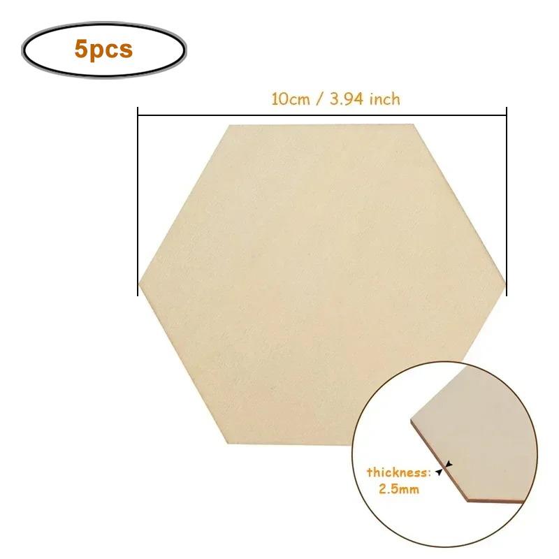 1-15cm Blank Wood Hexagon Slices, Unfinished Hexagonal Wood Pieces for DIY Craft, Painting, Staining, Coaster Making, Home Decor