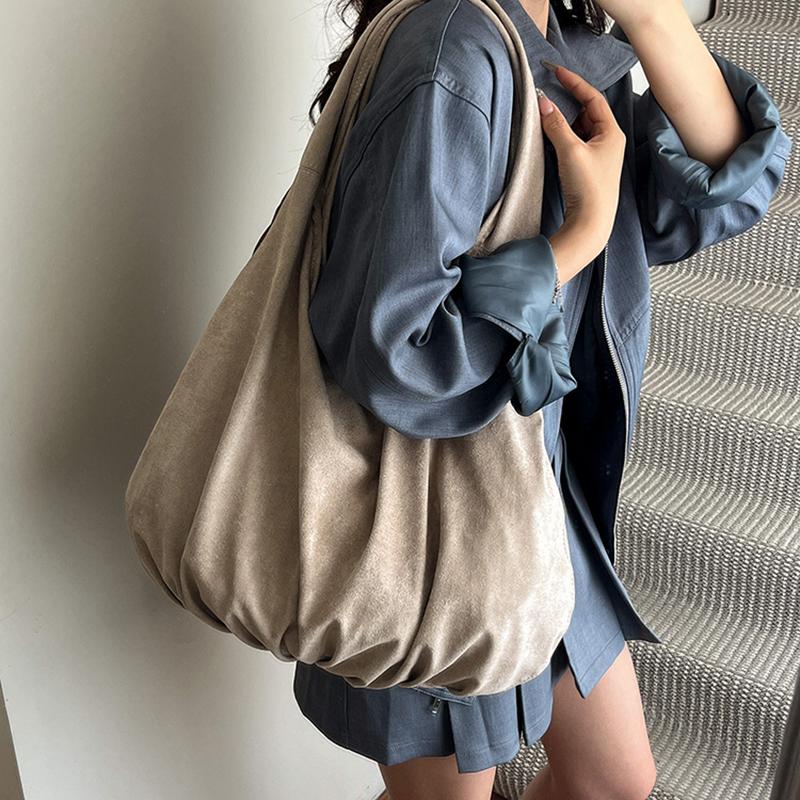 New Suede Tote Bag Women's Retro Matte Shoulder Bag High-end Large-capacity Commuting Versatile Shopper Handbags