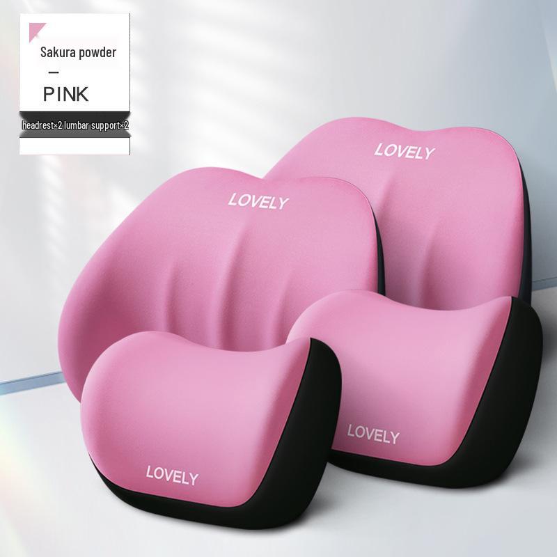 Car Memory Foam Headrest and Lumbar Support Cushion Set