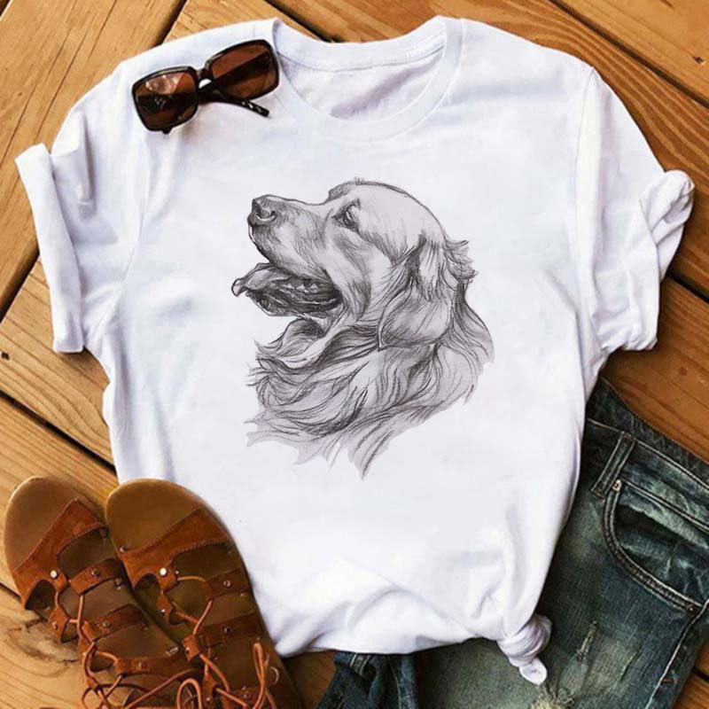 Nova adorável patas de cachorro impresso t camisa feminina verão topos dos desenhos animados impressão gráfica 90s meninas t animal feminino camisetas camisas