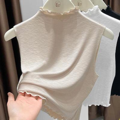 Women's High-End Versatile Knitted Sleeveless Vest with Semi-High Neck Collar for Autumn and Winter