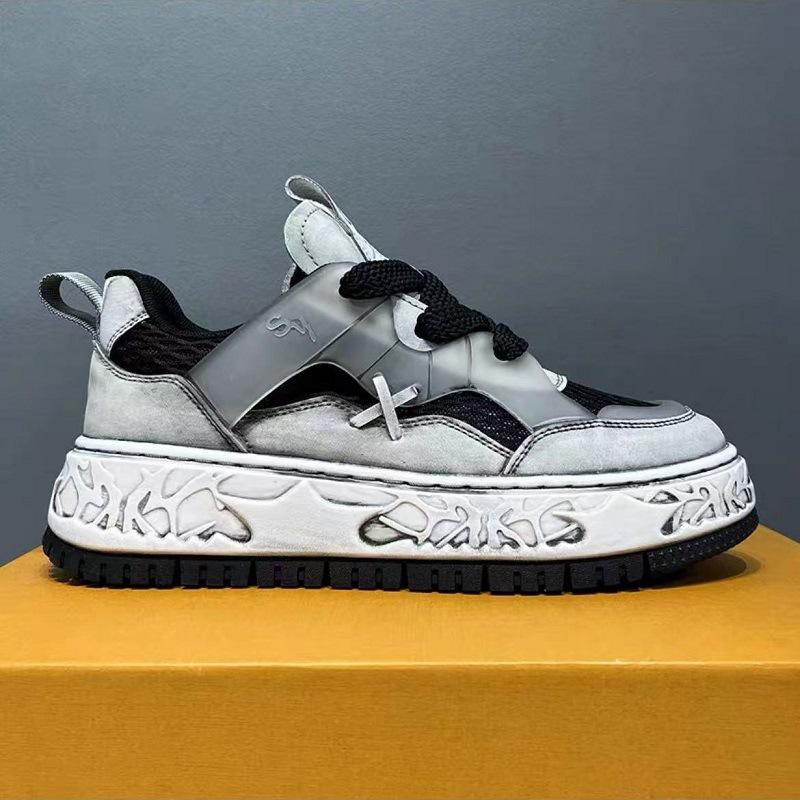 

Новая модная дышащая толстая базовая обувь высокий ретро старый повседневный модный универсальный тренд полированные спортивные туфли мужские 44 чёрный