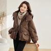 Winter 2025 women's short thickened loose cotton clothes and high-end fashion warm hooded jackets