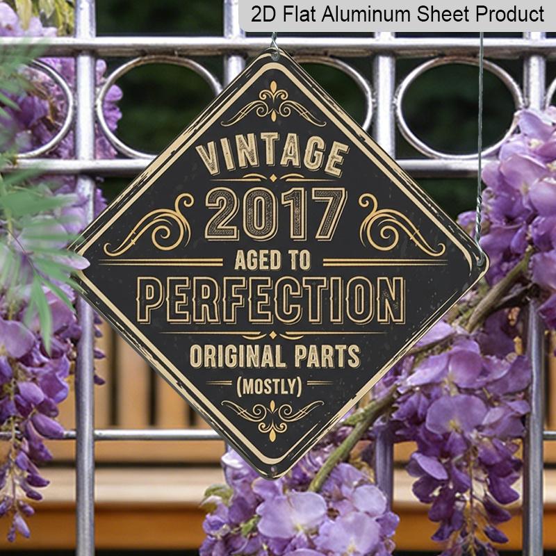 

2D Flat - 1pc, Vintage Metal Aluminum Decorative Sign, Vintage 2017 Aged to Perfection, Retro Decorative Sign, Vintage Wall Art Decoration, Suitable 20*20cm