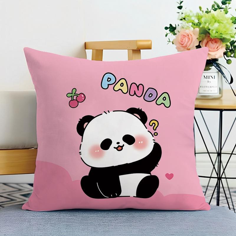 Cute Panda Print Decorative Pillowcase Bedroom Living Room Square Cushion Pillowcase