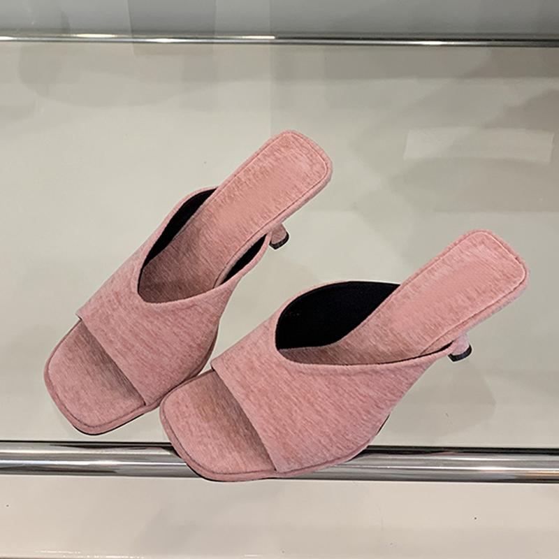 

Летняя мода странные тонкие туфли на низком каблуке женские сандалии для пляжной вечеринки с квадратным носком мюли шлепанцы обувь Zapatos Mujer 35 розовый