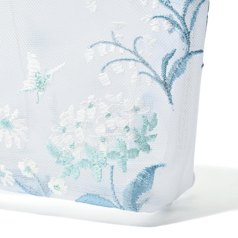 Franc Franc Japan Mesh Embroidered Pouch L Light bLue