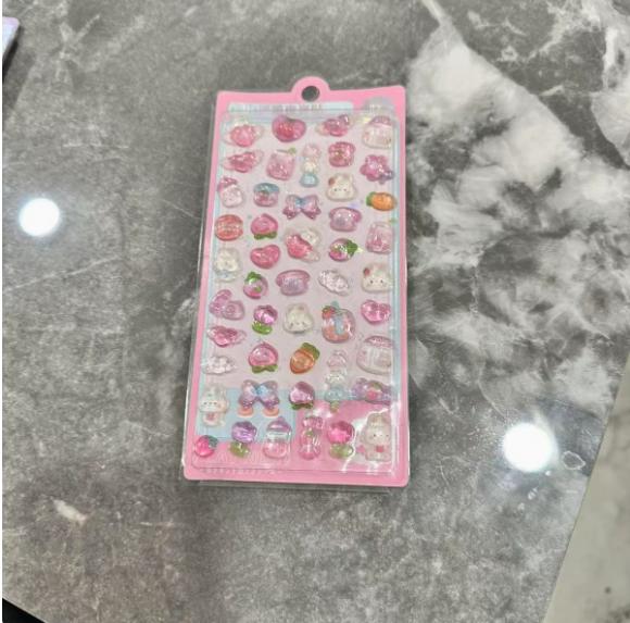 1-5Sheets Kawaii Cartoon 3D Relief Sticker Cute Crystal Jelly Patch For Mobile Phone Case Mirror Scrapbook Journal Animal Deco