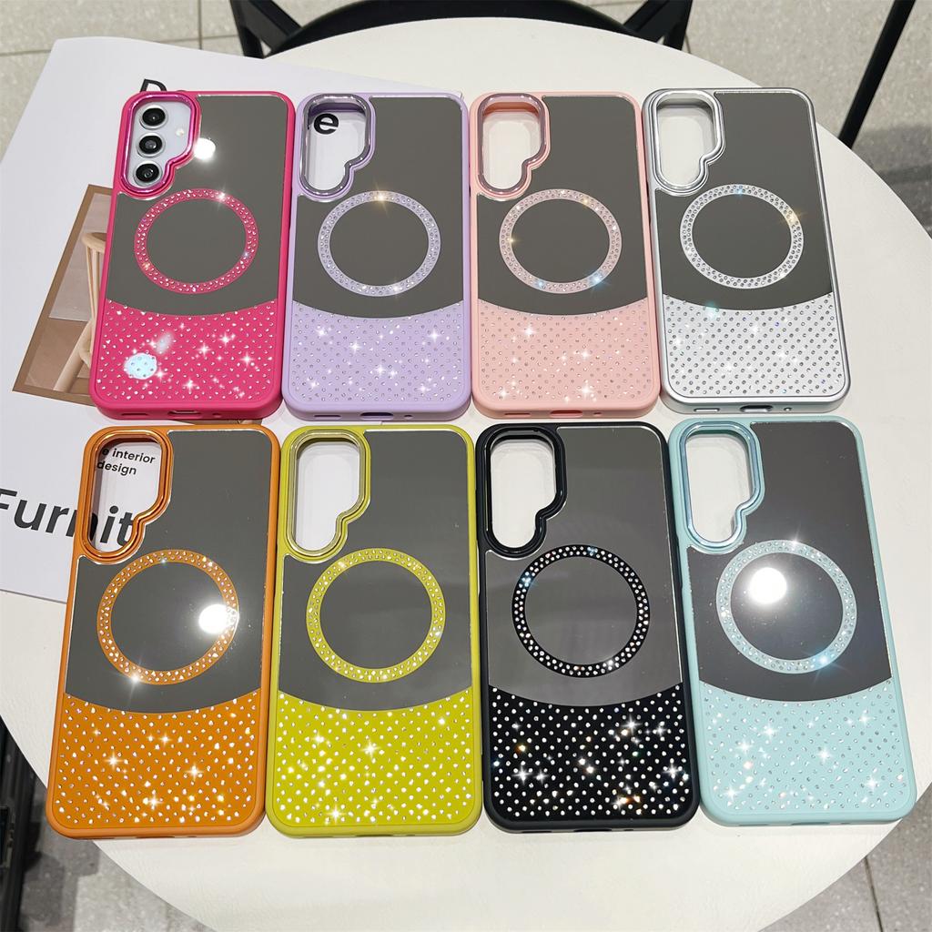For Samsung Galaxy A36 5G/A56 5G Magnetic Case Mirror Surface TPU+PC Shockproof Phone Cover