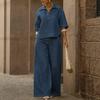 DM131 Cross-border Special Denim Suit, Casual Loose and Thin Commuting Two-piece Set, Amazon Popular Woman