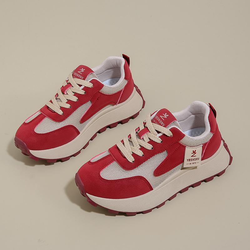 Thick-soled Through-net Sports and Leisure Shoes Women's Spring New Lightweight Dad Shoes Versatile Student Running Shoes