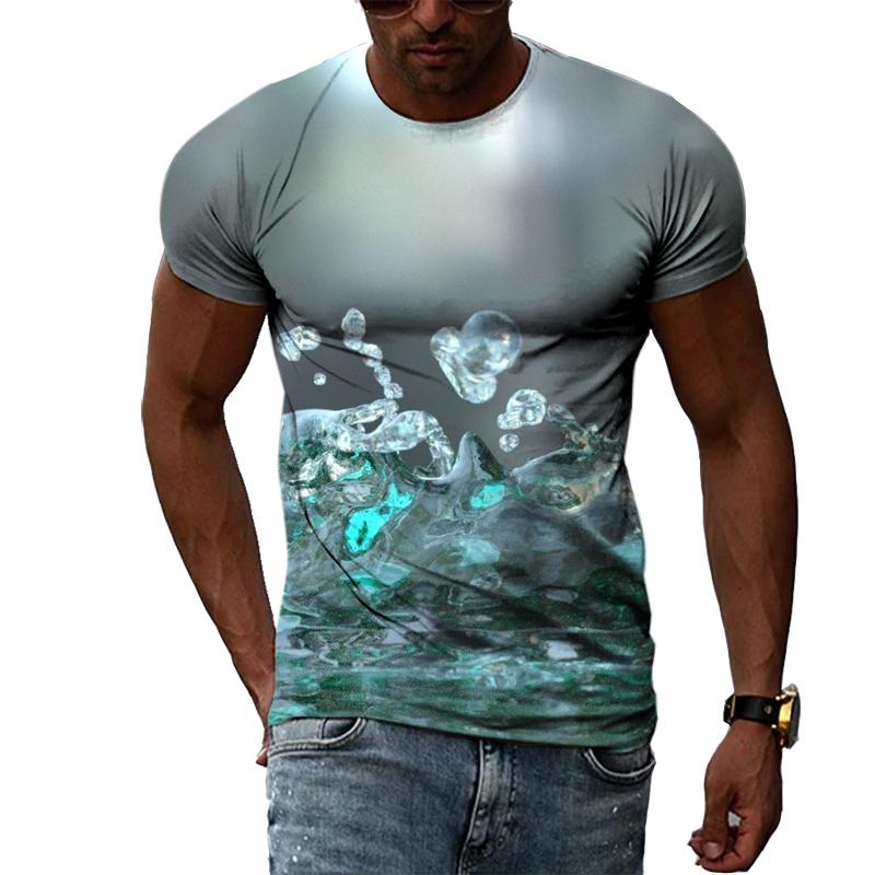Fashion 3D Drops of Water Graphic T Shirts For Men Summer Casual Interesting Print T-shirts Hip Hop Harajuku Trend Cool Blouse T-Shirts Men’s