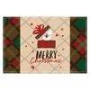 Christmas Meal Mat, Linen Snowman Checkered Printed Table Mat, Holiday Party Restaurant Decoration Insulation Mat